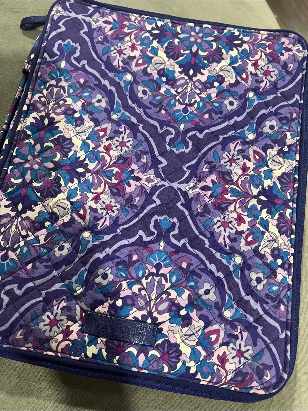 Vera Bradley Purple Floral Quilted tablet Sleeve with Blue Accents